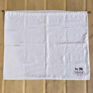 COACH White Protective Dust Cover Medium Large Drawstring Satin Bag 24Wx20H EUC!
